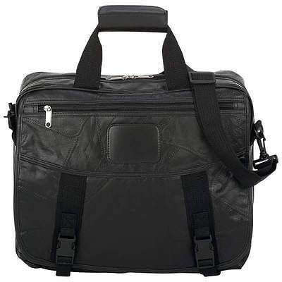   BLACK COWHIDE LEATHER Laptop Notebook Computer Briefcase Carry On Bag