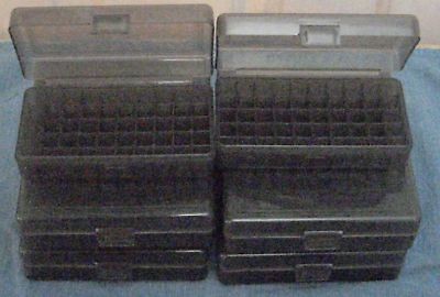 10 New Plastic 9mm, 380, 38S&W 50rd Ammo Boxes