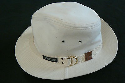 Original Captain Jack fedora off white canvas cotton hat med made in 