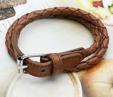 Fashion NEW Weaved Leather Double Wrap Belt Bracelet Wristband 1 PC