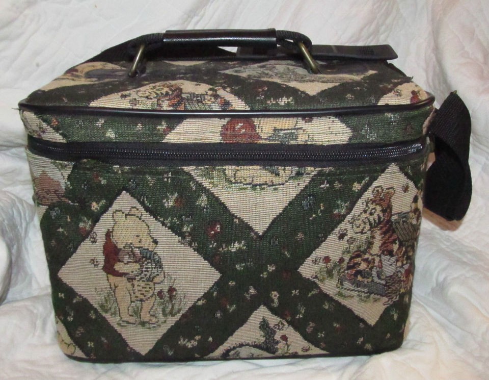 Rare Classic Winnie The Pooh Disney Tapestry Carpetbag Hand Bag Case 