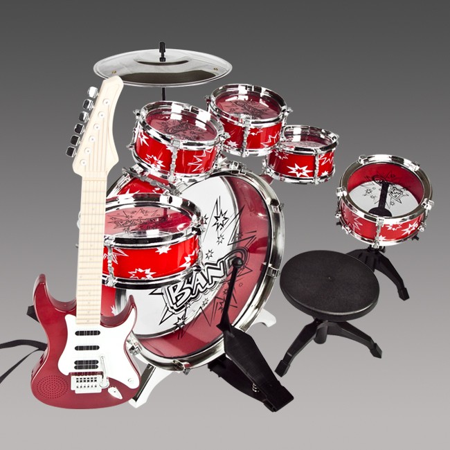 New Red Drum Set Musical Instrument Toy Payset Music Kids Red Electric 