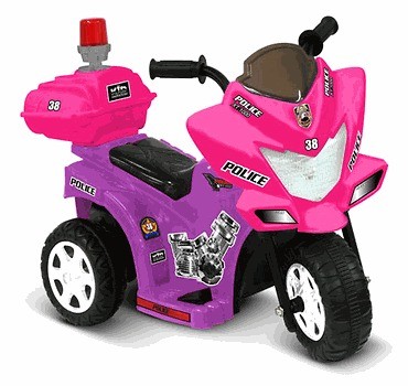 kids battery powered ride on toy pink girls motorcycle police trike 3 