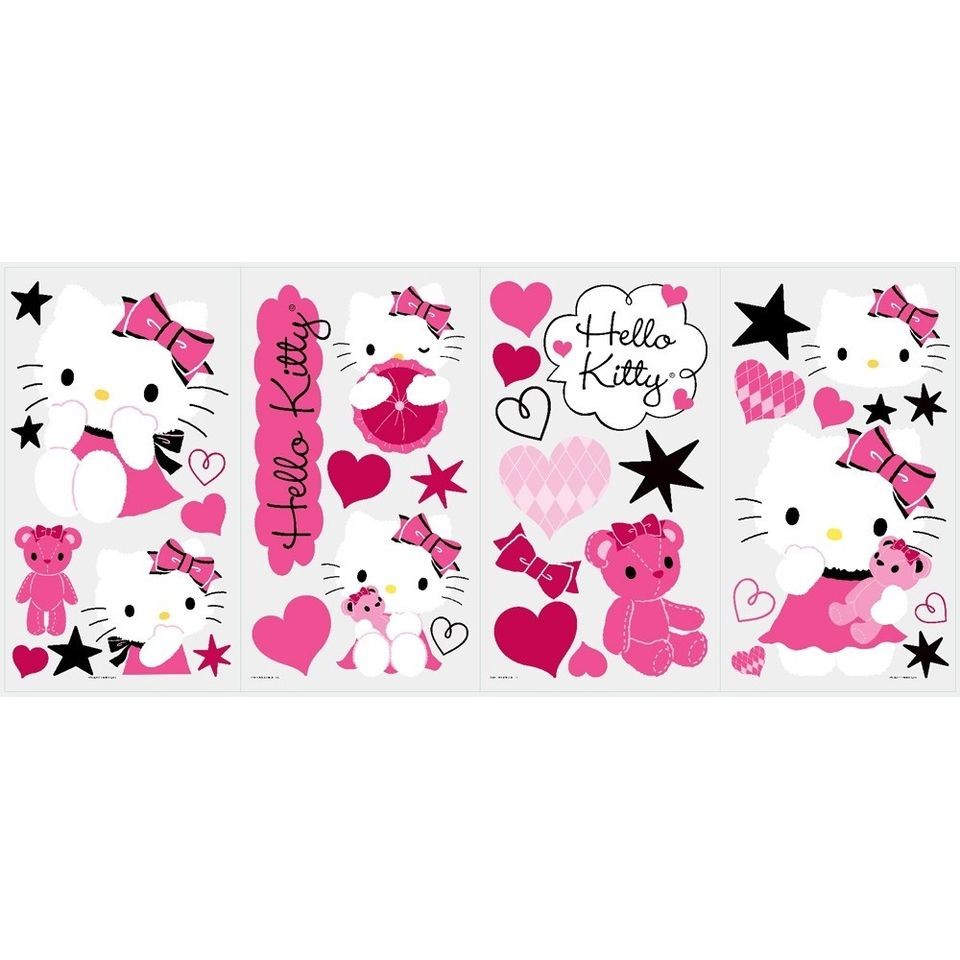 HELLO KITTY COUTURE 38 BiG Wall Decals Pink Black Vinyl Room Decor 