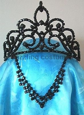 black fairy tiara medieval gothic v drop gem evil queen costume 