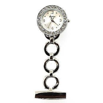 Henley Glamour Bling Silver Round Link Nurses Fob Watch