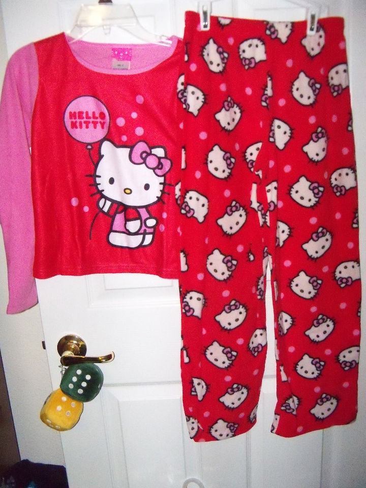 Hello Kitty Red Long Pajama PJ 2 Piece Set Girls Size 10 NWT #121