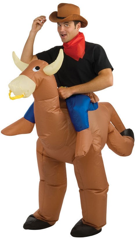 Adult Inflatable Ostrich Bull Rider Cowboy Costume Halloween