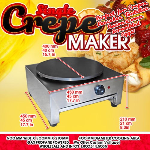   Steel Single Gas Powered Crepe Maker Hotplate Pancake Machine