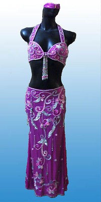 Professional Egyptian Belly Dance Set Dancing Costume Bra Skirt 