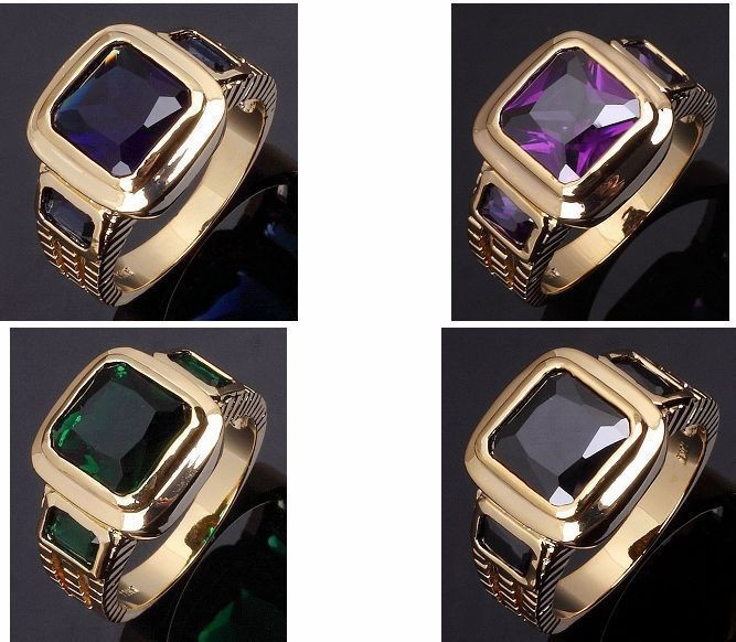   10,11 Jewelry Mans 10KT Yellow Gold Filled Ring Gift Sapphire/Emerald