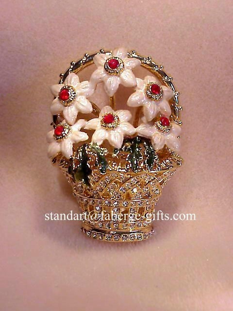 Valentines Day Spring Flowers Ruby & Diamond Brooch #7R