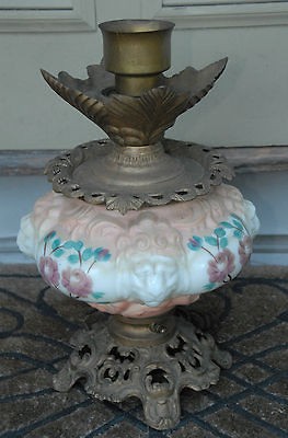 ANTIQUE VICTORIAN GONE WITH THE WIND LAMP LION ROSES PRESSED GLASS 