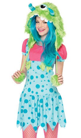 Teen Tween Junior Girls Blue Pink Cute Monster Halloween Costume