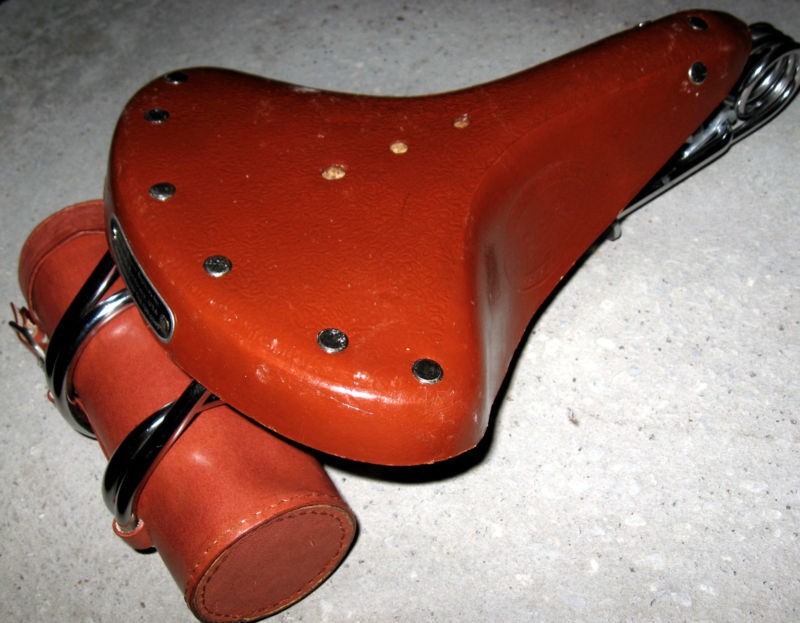   Vintage Leather Hairpin Bicycle Saddle Bag Replica Set SHIPS FREE USA