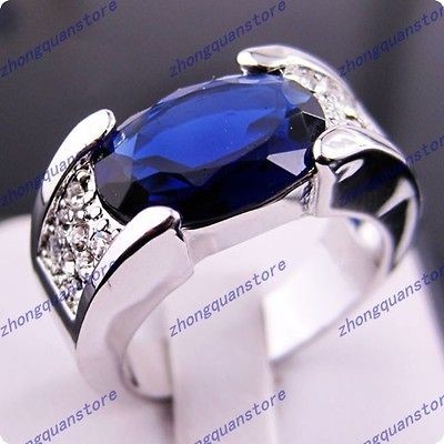   Brand New sapphire mens 10KT white Gold Filled Ring size9/10/11 free