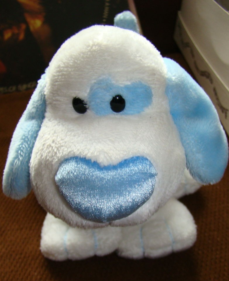 Blue & white Plush stuffed puppy dog toy Heart shaped nose