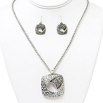   premier Filigree Square With Crystals necklace set brighton bay Lovely