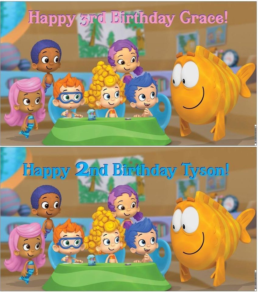 Custom Vinyl Bubble Guppies Birthday Party Banner Decorations with 