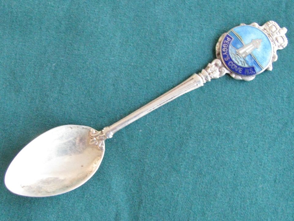 Peggys Cove, NS Lighthouse Breadner Sterling & Enamel Souvenir Spoon 