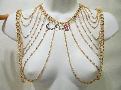   Tn Layer Body Chain Two Shoulder Fashion Jewelry Necklace Belly Dance
