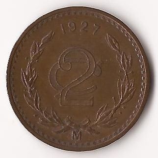 MEXICO 1927 2 CENTAVOS Coin ~ Estados Unidos Mexicanos 31/32 diameter