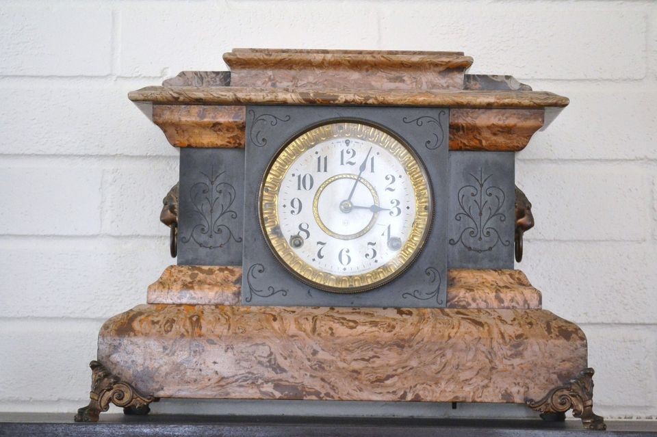 Antique Old Seth Thomas Adamantine Mantle Clock #102 1895