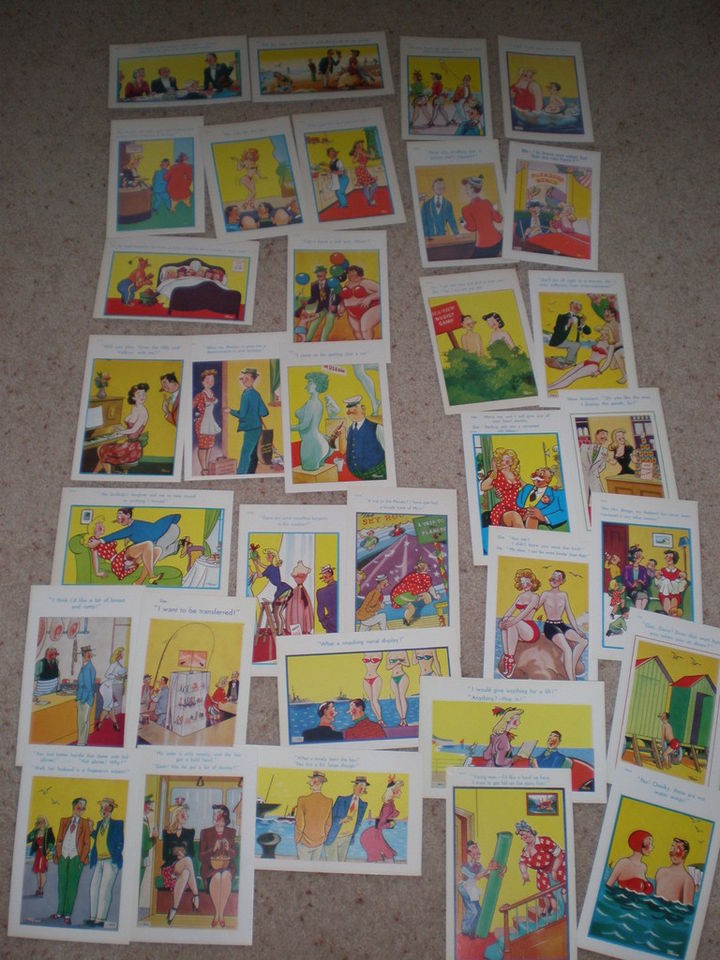   old lot bulk Trow comic saucy seaside postcards unused   all different