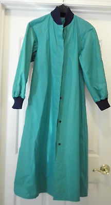 TOTES WOMENS LONG RAINCOAT SIZE SMALL DARK GREEN CLOTH COLLAR RUBBER 