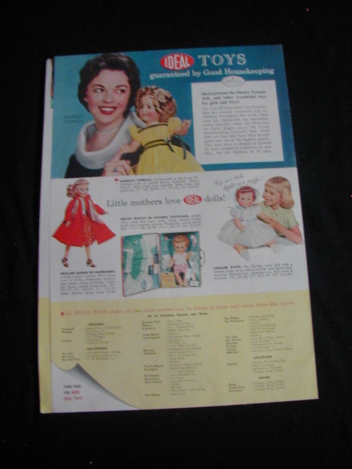 1958 ideal print ad shirley temple doll roy rogers toys 3 page