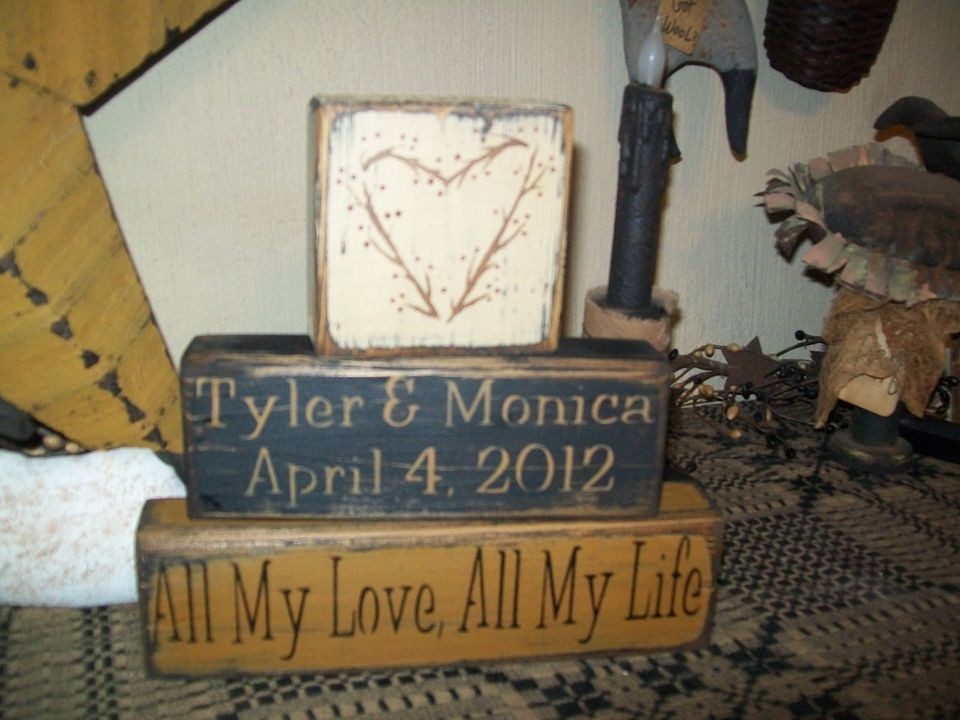 PRIMITIVE CUSTOM BLOCK SIGN~~ALL MY LOVE ALL MY LIFE~~HAPPILY EVER 