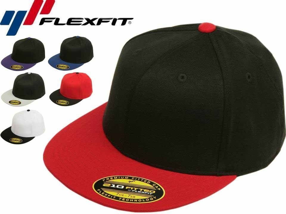 Flexfit Premium Fitted Flatbill Baseball Blank Plain Hat Cap Flex Fit 