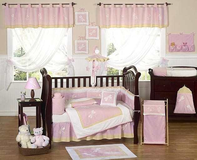   CHEAP PINK DRAGONFLY 9pc BABY GIRL CRIB BEDDING SET ROOM COLLECTION