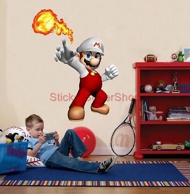 HUGE FIRE SUPER MARIO Bros Decal Removable WALL STICKER Decor Mural 