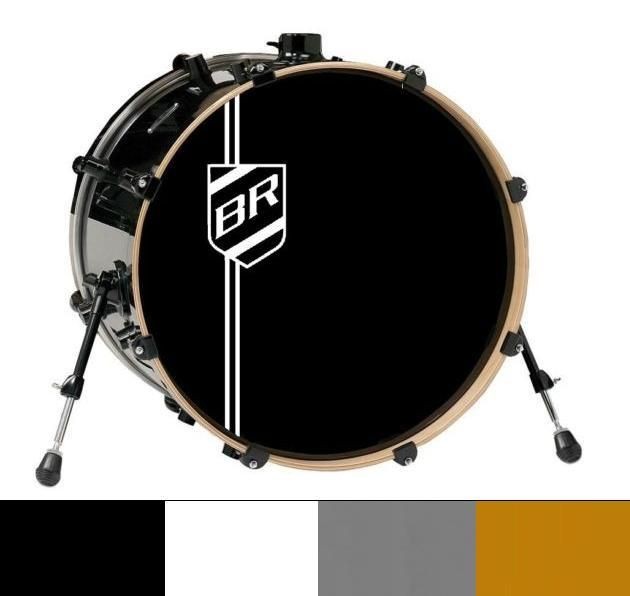Bass drum shield logo sticker + initials. Pearl Sabian Gretsch Leedy 