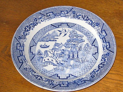 Antique Staffordshire BLUE WILLOW Dinner Plate CHARLTON transferware 