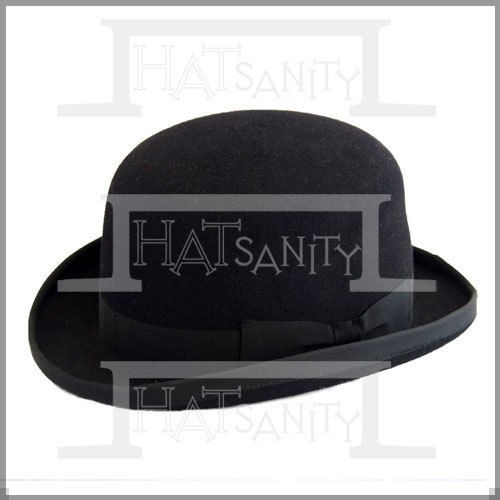 100% Wool Felt Vintage Dura Derby Bowler Lined Top Hat Unisex MULTI 