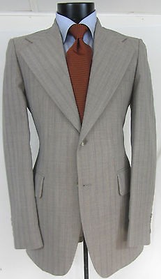 Superb Vintage Nino cerruti Big Lapel Beige stripes Men suit jacket 38 
