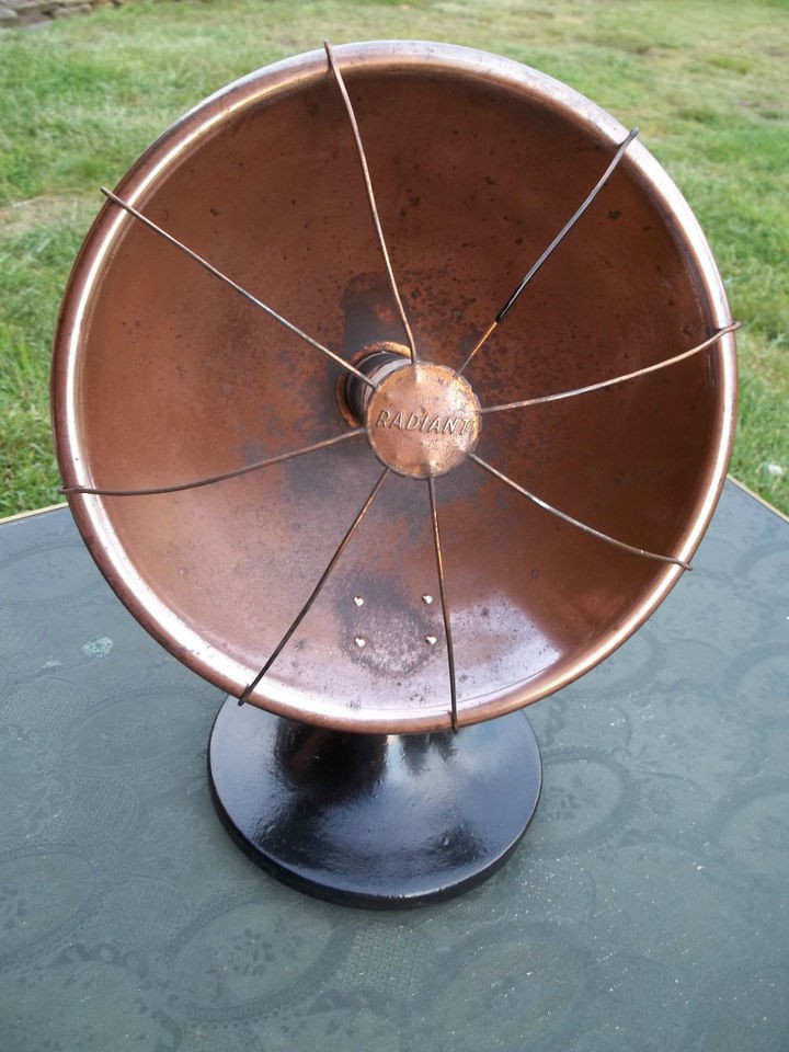 Working Antique 12 Copper Heater, Marked RADIANT, Cast Iron Base 