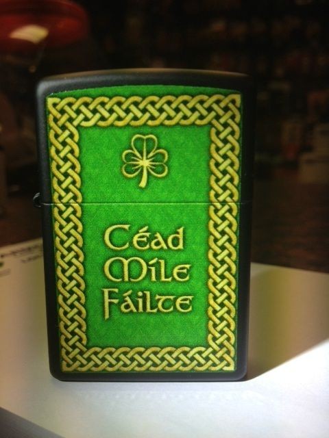 Cead Mile Failte ZIPPO LIGHTER Irish Souvenir Matte Black FREE 