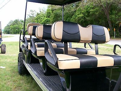 Club Car Precedent Golf Cart Custom Seat Covers Front & Rear(Tan/Black 