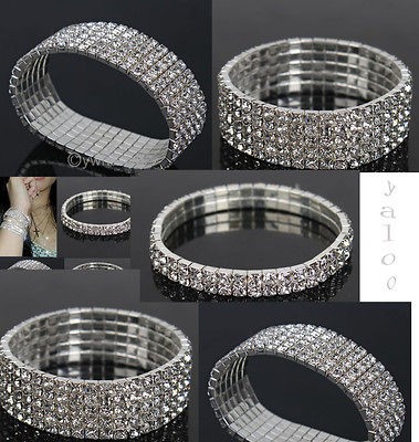   ROW Crystal Rhinestone Wedding Stretchy Bracelet Bling Wristband