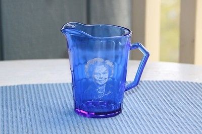 Vintage Original Hazel Atlas Shirley Temple Blue Glass Creamer Pitcher
