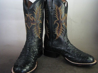 Tony Lama 11 black FULL QUILL ostrich cowboy Boots Style # CP1307