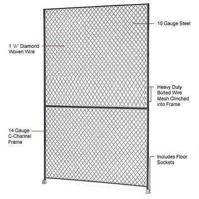 Wire Mesh Partition   Wire Mesh Panel 5 x 8   Includes Floor Sockets