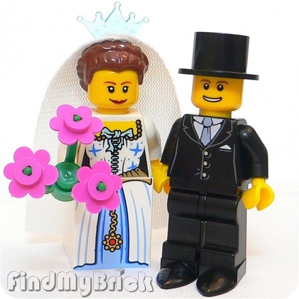 R4 Lego Wedding Bride & Groom Custom Minifigures with Marriage Gown 