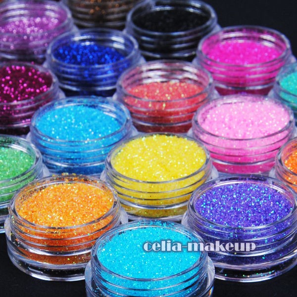 24 Color Metal Shiny Glitter Nail Art Tool Kit Acrylic UV Powder Dust 