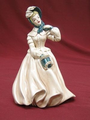 Florence Ceramics Clarissa In Beige Colored Dress Green Bonet Figurine 