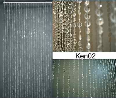 Beaded Crystal Clear Shiny Non Iridescent Curtain or Room divider 6ft 