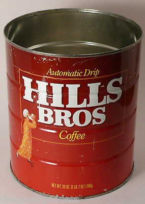 VINTAGE Advertising 1970s 39 oz HILLS BROS Automatic Drip Coffee Can 